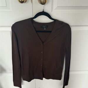 Banana Republic Dark Brown V-Neck Button-Front Cardigan